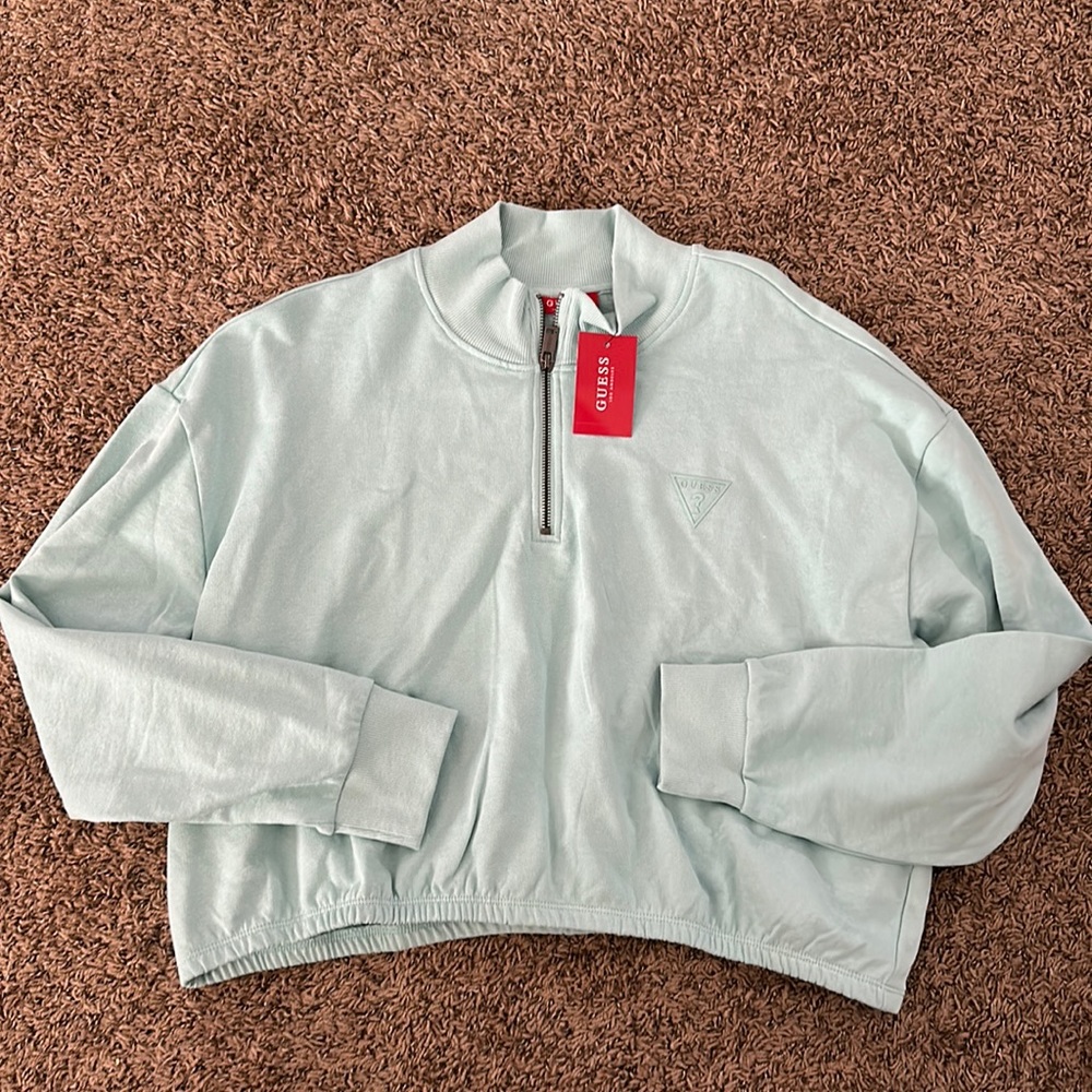 NWT Guess Los Angeles Crop Half Zip Top